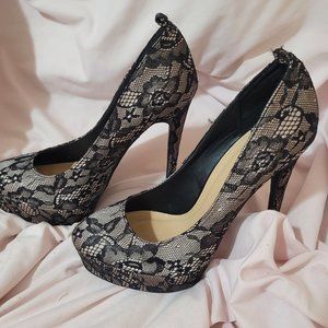 Black lace stilettos